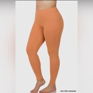 Butter Orange WO Pockets Plus Size Premium Cotton Full-Legging
